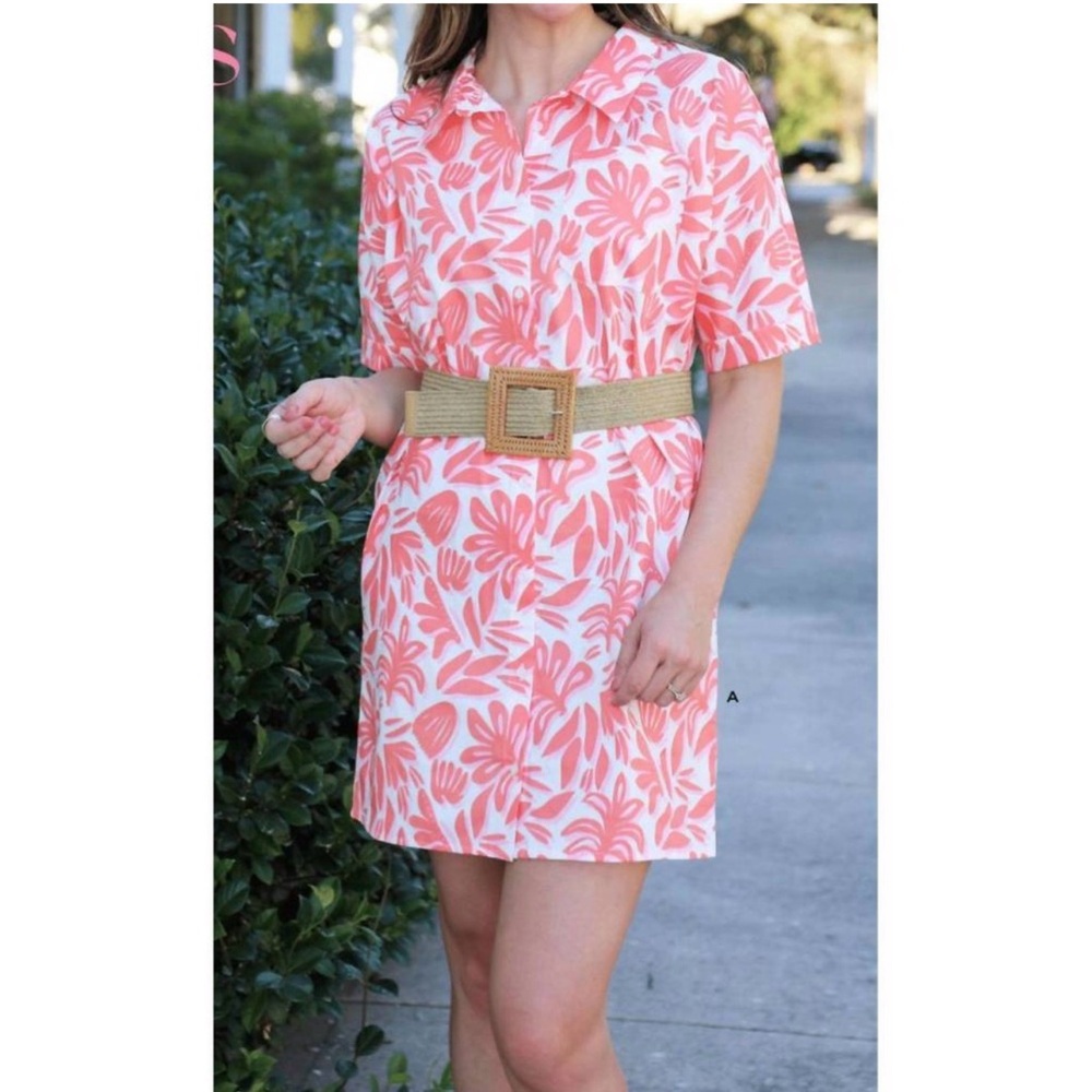 MICHELLE MCDOWELL Dani Shirt Dress In Spring It On Coral XL - Picture 3 of 9